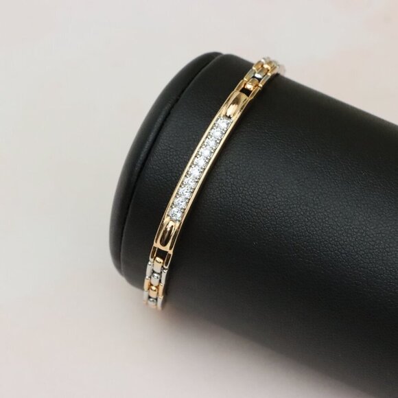 Elegant Rose Gold and Silver Bracelet with Sparkling CZ Accents, XPBL0691 - Picture 5 of 12